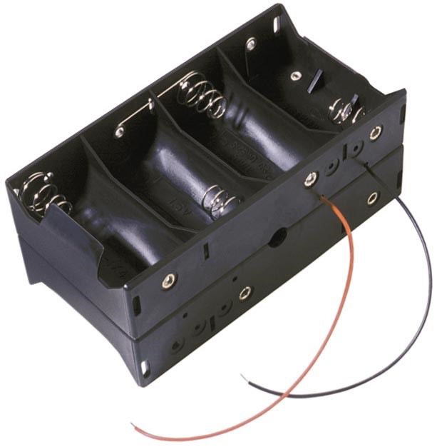 BH48DW - 8 D Cell Battery Holder w/ 6" wire leads. Stack Tray style.