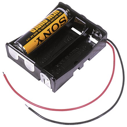 BA3AAW - 3 Cell AA battery holder w/ 6" wire leads. Spring-less contacts.