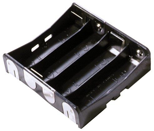 BA4AAPC - 4 AA cell battery holder w/ PC Pins - Spring-less contacts.