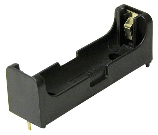 BHAA-POL-G - Single AA battery holder w/Gold flash PC pins and spring-less contacts. Reverse polarity protection.