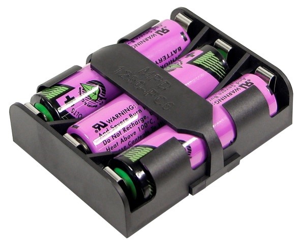 BK-1280-PC6 - 3 AA cell battery holder w retainer strap. Spring-less contact. Can be wired in parallel or series.