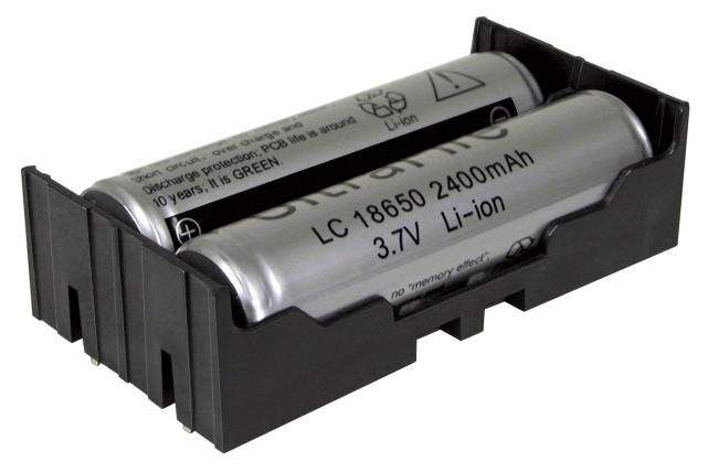 BK-18650-PC4 - Li-Ion battery holder w/ PC Pins for 2 batteries.