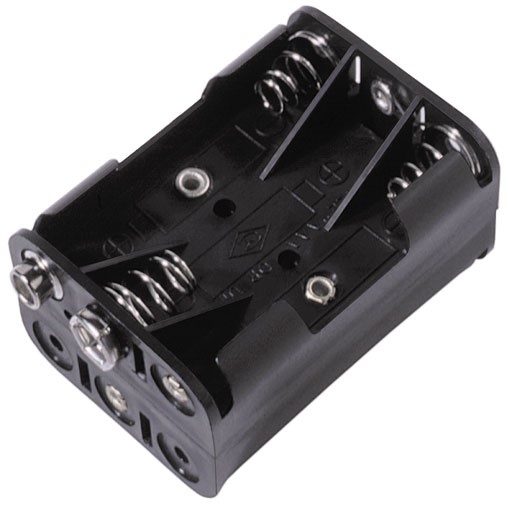 BH26AAASF - 6 AAA battery cell holder w/ 9 Volt snaps.