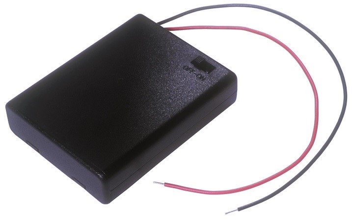 SBH441AS - 4 AAA Covered battery holder w/ cover and on and off switch and a 6: wire lead.